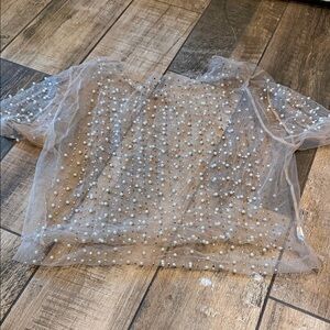 Elegant Sheer Pearl Embellished Top